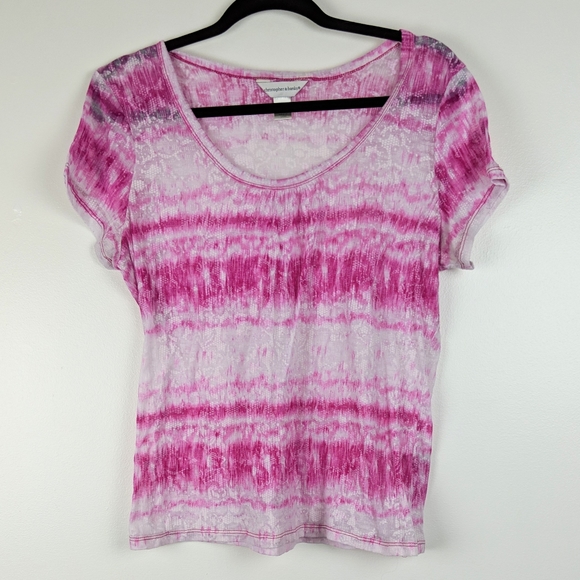 Christopher & Banks Tops - christopher & banks Pink & White Tee  L